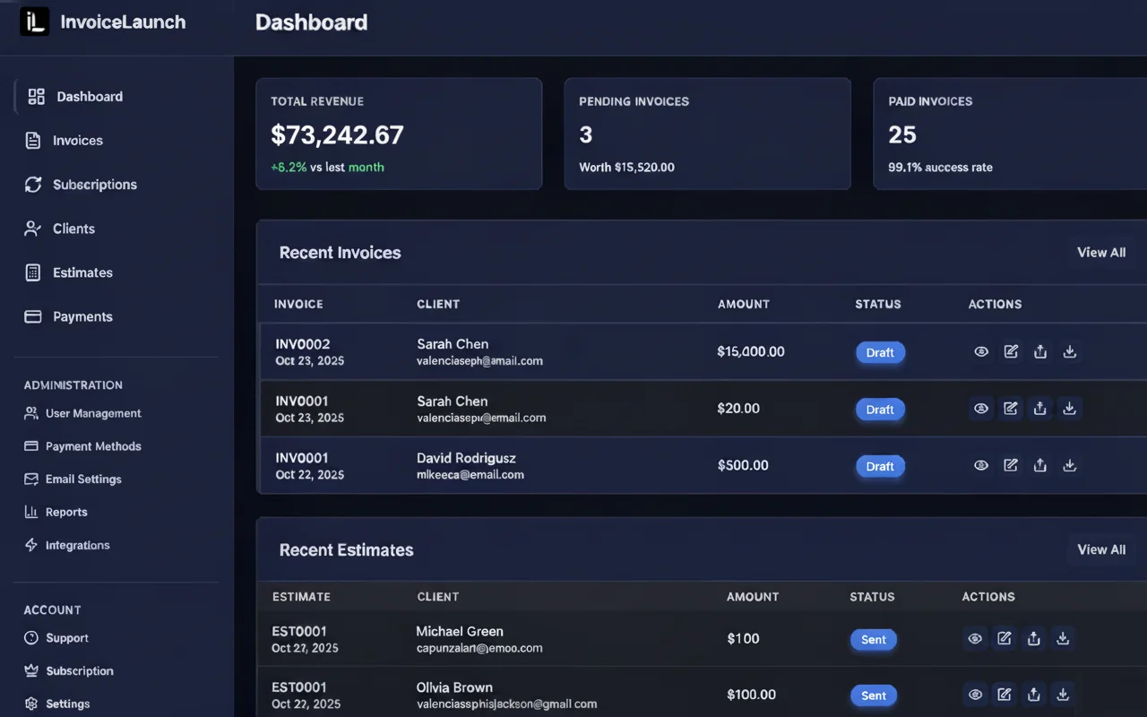 Invoice Dashboard Screenshot